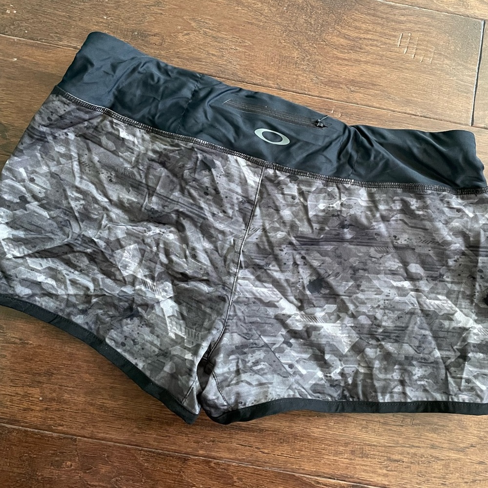 Oakley Gray Black Camo Athletic Shorts
